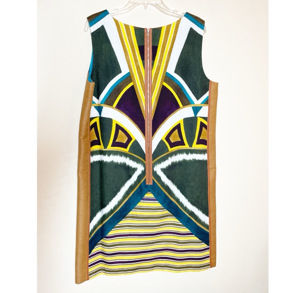 lafayette 148 geometric abstract art Tiki sleeveless dress - Picture 2 of 8